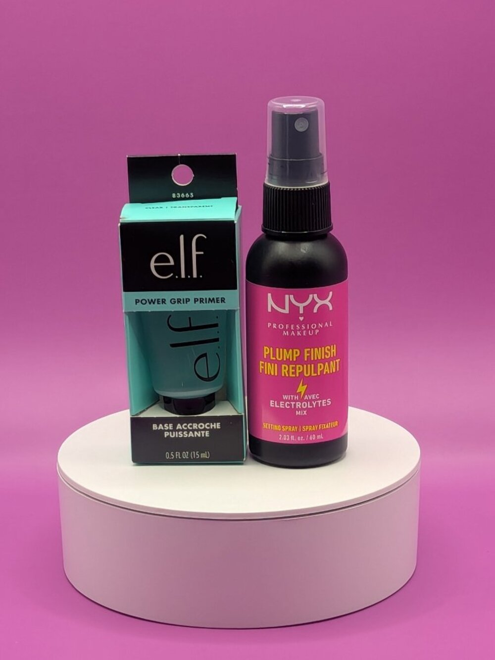 elf TS Power Grip Primer Orig & NYX Plump Finish Setting Spray Near Full VGC